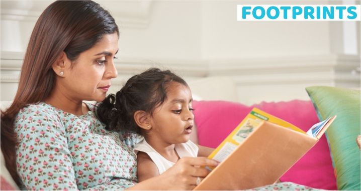 Reading book with child